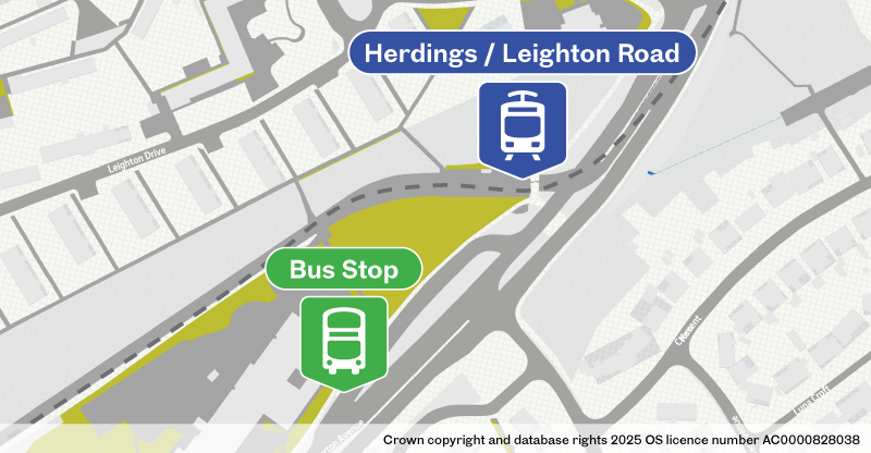 Herdings/Leighton Road bus stop location