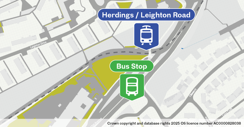 Herdings/Leighton Road bus stop location
