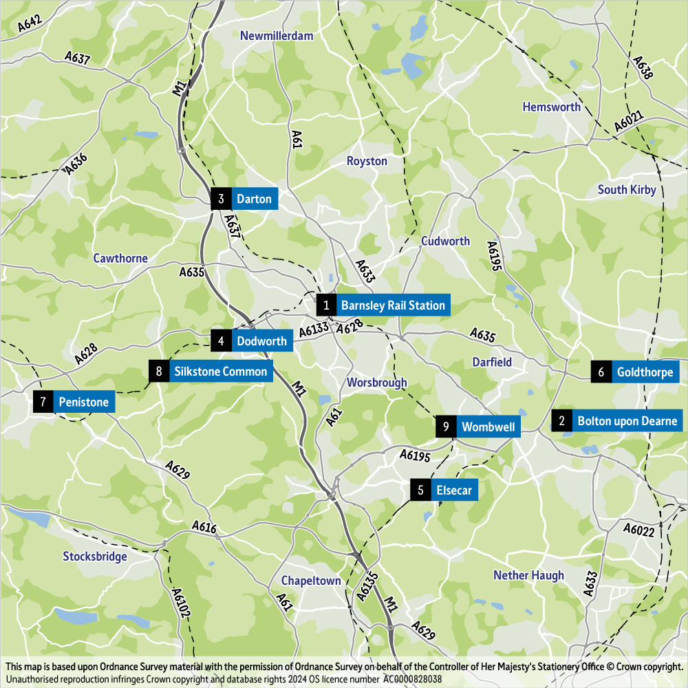 Barnsley Park and Ride location map Barnsley Park and Ride location map