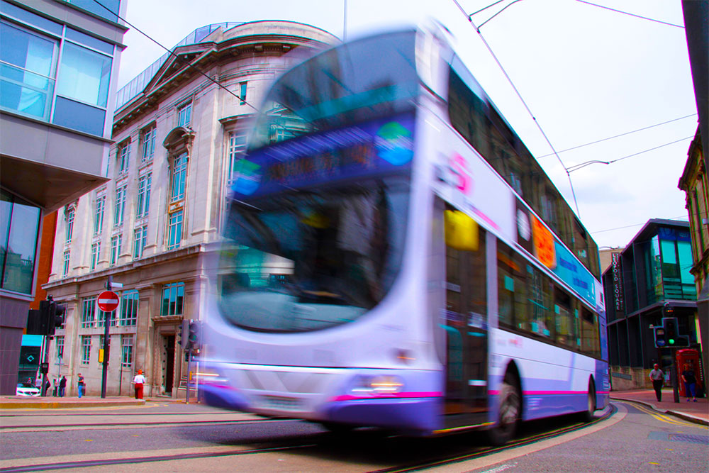 first bus in city centre