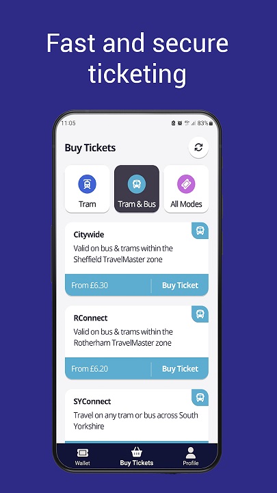 TSY app screenshot showing fast ticketing