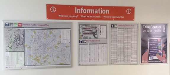 Information hub posters at an interchange site