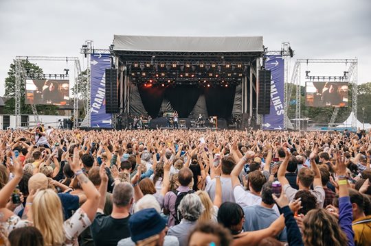 View of Tramlines headline stage with crowds in front